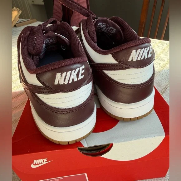 Nike Dunk Low Sneakers - Burgundy Crush and White - Picture 3 of 5
